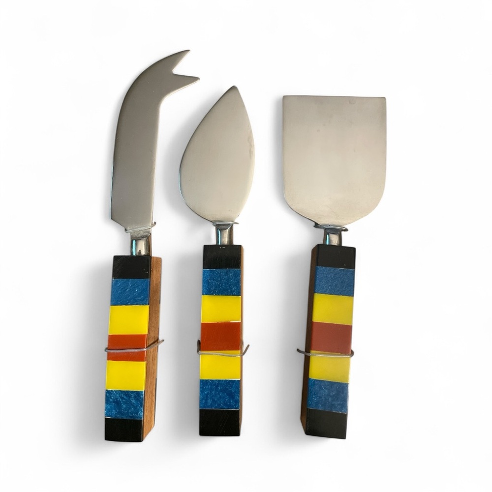 Artistic Accent Mosaic Handle Cheese Knife Set 3Pc Charcuterie Serveware